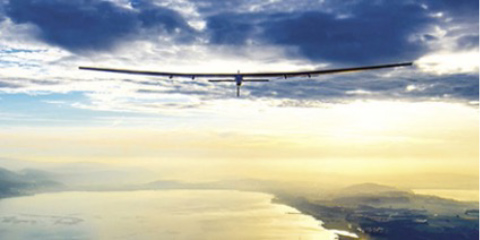 Photo of a solar-powered glider in the air.