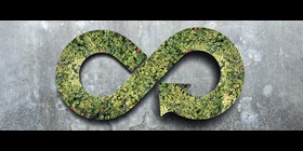 Circular economy – Infinite symbol made of trees and grass