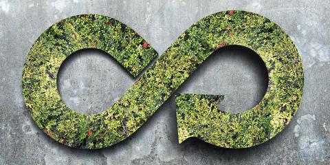 Circular economy – Infinite symbol made of trees and grass