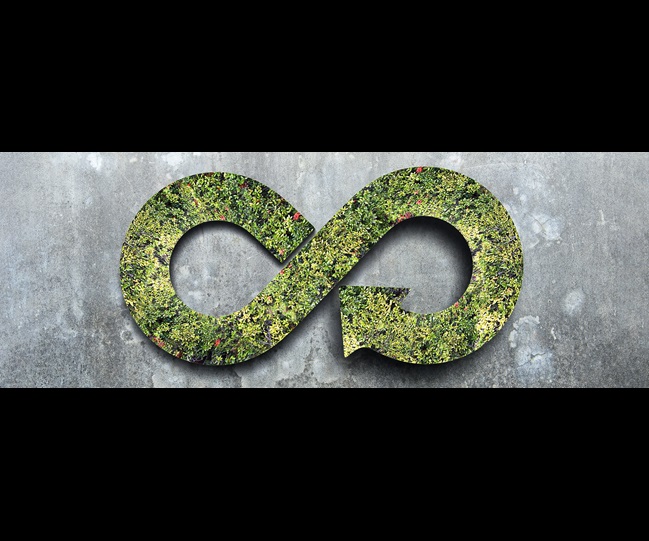 Circular economy – Infinite symbol made of trees and grass